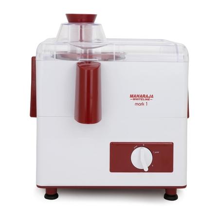 Maharaja Whiteline Mark-1 450W 2 Jars Juicer Mixer Grinder, Centrifugal Juicer, JX-100, White and Red Maharaja Whiteline Mark-1 450W 2 Jars Juicer Mixer Grinder, Centrifugal Juicer, JX-100, White and Red