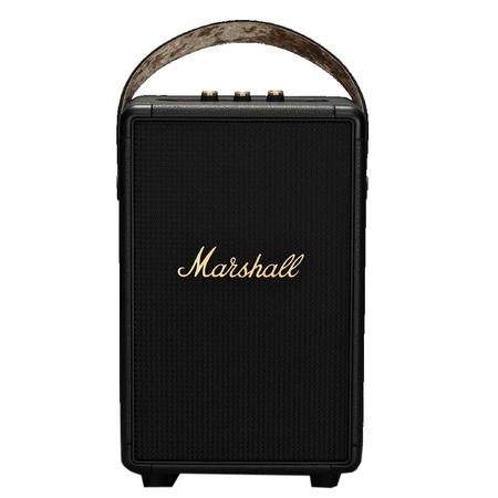Marshall Tufton Bluetooth Speaker with 20+ Hours of Portable Playtime, Bluetooth v5.0, IPX2 Water Resistant, Multi-host Functionality, Multi-directional Sound, Quick Charge, Black and Brass