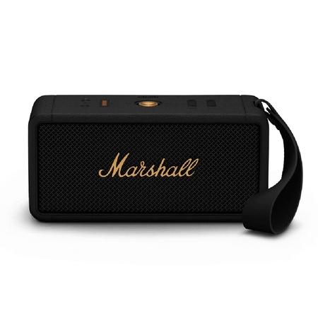 Marshall Middleton Portable Bluetooth Speaker, More than 20 Hours of Playtime, IP67, Stereo Mode, Quick charging, Black/Brass Marshall Middleton Portable Bluetooth Speaker, More than 20 Hours of Playtime, IP67, Stereo Mode, Quick charging, Black/Brass