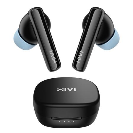 Mivi Duopods N2 True Wireless TWS Earbuds, 50 hrs of playtime, 13mm Driver, Bluetooth v5.3, Rich Bass, Type-C Charging, Touch Controls, Cobalt Black