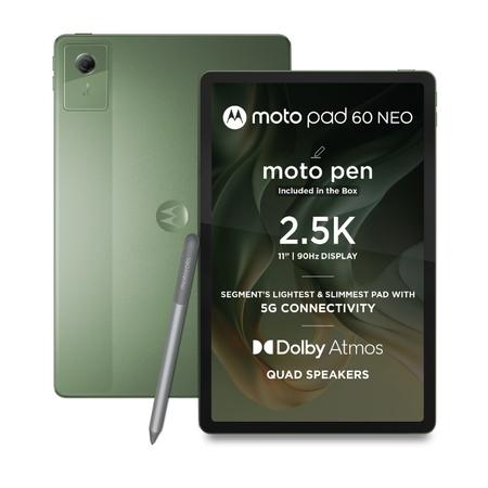 Moto Pad 60 Neo 27.94 cm (11 Inch) WiFi + 5G Tablet with Pen, 6 GB RAM, 128 GB, Pantone Bronze Green, ZAGW0006IN Moto Pad 60 Neo 27.94 cm (11 Inch) WiFi + 5G Tablet with Pen, 6 GB RAM, 128 GB, Pantone Bronze Green, ZAGW0006IN