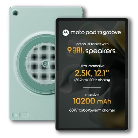 Moto Pad 70 Groove 32.25 cm (12.7 Inch) WiFi Tablet with Clear Case, 8 GB RAM, 128 GB, Pantone Blue Surf, ZAJ80001IN