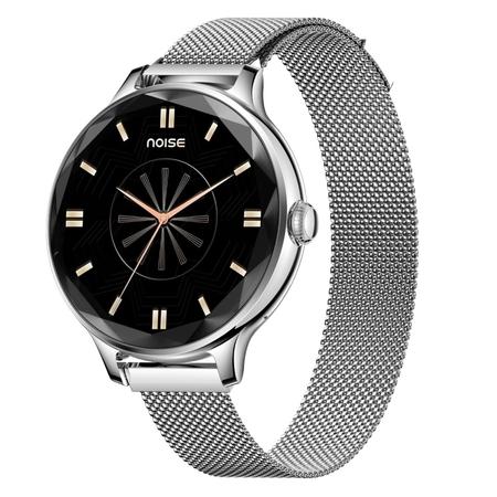Noise NoiseFit Diva Smartwatch for Women, 2.79 cm (1.1 inch) AMOLED Display, Diamond Cut Dial, Upto 4 Days Battery, Bluetooth Calling, Multiple Strap Options, 100+ Watch Faces, Female Cycle Tracker (Silver Link)
