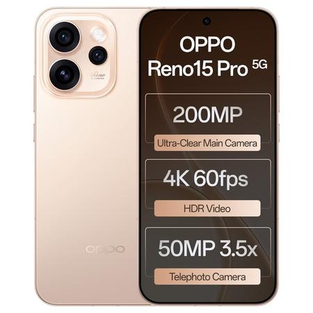 Oppo Reno15Pro 5G 256 GB, 12 GB RAM, Sunset Gold, Mobile Phone