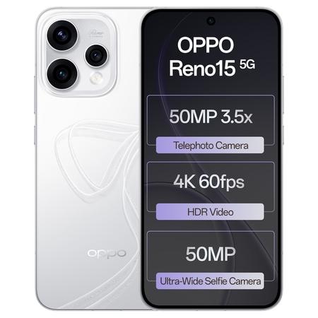 Oppo Reno15 5G 256 GB, 8 GB RAM, Glacier White, Mobile Phone Oppo Reno15 5G 256 GB, 8 GB RAM, Glacier White, Mobile Phone