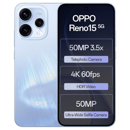 Oppo Reno15 5G 256 GB, 12 GB RAM, Aurora Blue, Mobile Phone