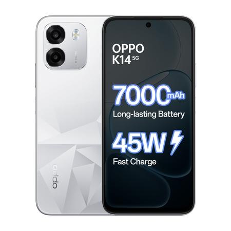OPPO K14 5G 128 GB, 6 GB RAM, Prism White, Mobile Phone