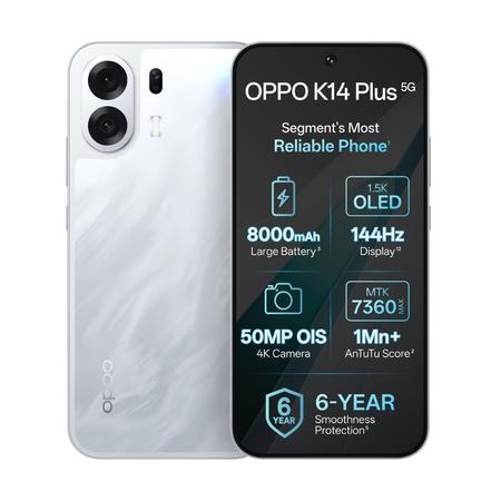 OPPO K14 Plus 256 GB, 8 GB RAM, Star White, Mobile Phone OPPO K14 Plus 256 GB, 8 GB RAM, Star White, Mobile Phone