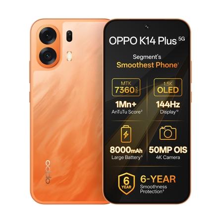 OPPO K14 Plus 128 GB, 6 GB RAM, Solar Orange, Mobile Phone OPPO K14 Plus 128 GB, 6 GB RAM, Solar Orange, Mobile Phone