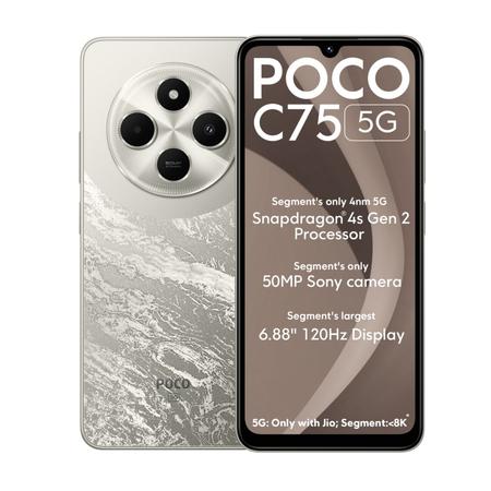 POCO C75 5G 64 GB, 4 GB RAM, Silver, Mobile Phone