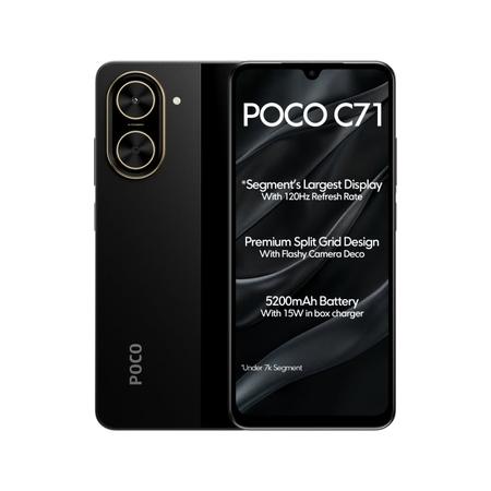 POCO C71 64 GB, 4 GB RAM, Black, Mobile Phone