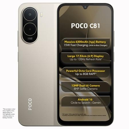 POCO C81 64 GB, 4 GB RAM, Sunset Gold, Mobile Phone