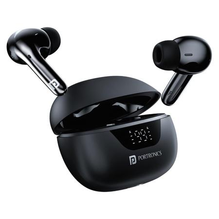 Portronics Harmonics Twins 28 ANC TWS In Ear Earbuds with Smart Touch Control, 50 Hours Playback, Quad Mic ENC, Low Latency, 13 mm Dynamic Driver, IPX 5 Water Resistant, Fast Type C Charging, (Black) - POR 2241 Portronics Harmonics Twins 28 ANC TWS In Ear Earbuds with Smart Touch Control, 50 Hours Playback, Quad Mic ENC, Low Latency, 13 mm Dynamic Driver, IPX 5 Water Resistant, Fast Type C Charging, (Black) - POR 2241