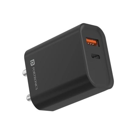 Portronics Adapto 45 Wall Charger, Black Portronics Adapto 45 Wall Charger, Black
