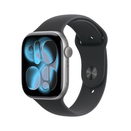 Apple Watch Series 11 GPS Cellular 46 mm Space Grey Aluminium Case with  Black Sport Band M/L