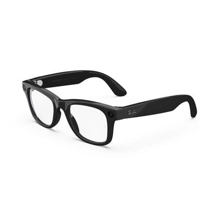 Ray-Ban Meta Wayfarer (Gen 1) with Meta AI, photo and video capture, Shiny Black, Clear lenses