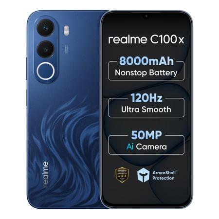 Realme C100X 4G 64 GB, 4 GB RAM, Deepblue Tides, Mobile Phone