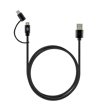 Reconnect DNC UL-D 1 m 2-in-1 USB to Micro-USB & Lightning Cable, Black