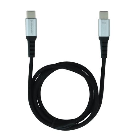 Reconnect Type-C to C, 60 W Braided Cable, Upto 480 Mbps Data Sync, Fast Charging, 100 cm (1 m) Length, Tangle Free, Black, RCTCB1060