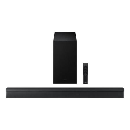 Samsung 370 W 3.1 ch Soundbar with Dolby Audio, DTS Virtual:X, Q-Symphony, Center Speaker, 3D surround sound, HDMI ARC, Optical In, Bluetooth, USB, Wireless Subwoofer (HW-B650F/XL, Black) Samsung 370 W 3.1 ch Soundbar with Dolby Audio, DTS Virtual:X, Q-Symphony, Center Speaker, 3D surround sound, HDMI ARC, Optical In, Bluetooth, USB, Wireless Subwoofer (HW-B650F/XL, Black)