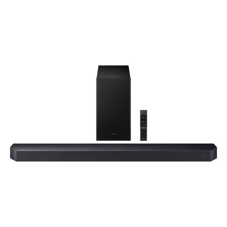 Samsung 380 W True 3.1.2 ch Soundbar with Dolby Audio, DTS Virtual:X, Q-Symphony, Center, Up-firing Speakers, HDMI ARC, Optical In, Bluetooth, USB, Wireless Subwoofer (HW-Q600F/XL, Titan Black)