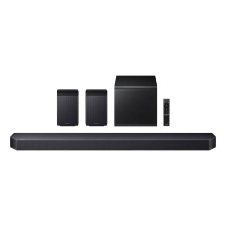 Samsung 580 W True 9.1.4 ch Full Surround Soundbar with Wireless Dolby Atmos, Center-Up-Side-Front Wide-firing Speakers, Alexa, Wi-Fi, HDMI ARC, Optical In, Bluetooth (HW-Q930F/XL, Titan Black) Samsung 580 W True 9.1.4 ch Full Surround Soundbar with Wireless Dolby Atmos, Center-Up-Side-Front Wide-firing Speakers, Alexa, Wi-Fi, HDMI ARC, Optical In, Bluetooth (HW-Q930F/XL, Titan Black)