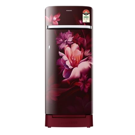 Samsung 215 L 5 Star Direct Cool Single Door Refrigerator, RR23H2H35RZ, Midnight Blossom Red, Base Stand , Garo Handle Samsung 215 L 5 Star Direct Cool Single Door Refrigerator, RR23H2H35RZ, Midnight Blossom Red, Base Stand , Garo Handle