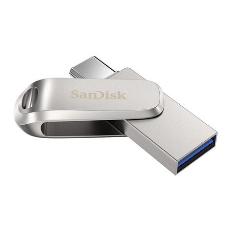 SanDisk Mobile Pen Drive Luxe 64 GB, USB Type A & USB C Connector, Up to 400 MB/sec, Silver