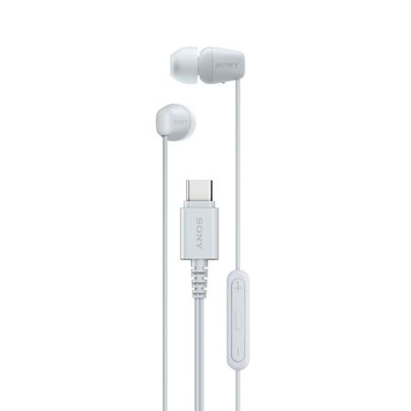Sony IER-EX15C Wired in Ear Type C Earphone, In-Line remote for Volume & Mute Function with Mic, Tangle Free Serration Wire, Compatible with USB-C Devices, High Sound Quality (White)