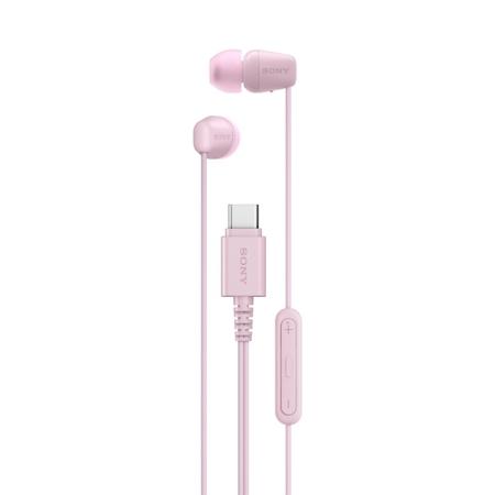Sony IER-EX15C Wired in Ear Type C Earphone, In-Line remote for Volume & Mute Function with Mic, Tangle Free Serration Wire, Compatible with USB-C Devices, High Sound Quality (Pink)