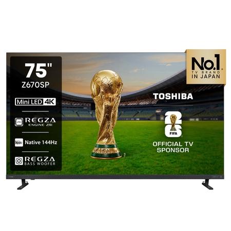Toshiba 190 cm (75 inch) Ultra HD 4K Mini QLED TV, 75Z670SP, Black