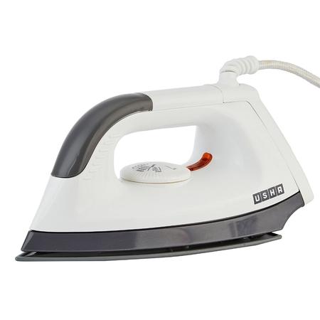 Usha 1602, 1000 Watts, Dry Iron,Shock Proof, Sole Plate Coating, Power Indicator, White