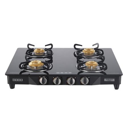 Usha Ebony GS4001 Cooktop with 4 Brass Burners Usha Ebony GS4001 Cooktop with 4 Brass Burners