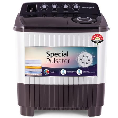 Voltas Beko 9 kg Semi Automatic, Special Pulsator Wash, Dual Waterfall, 2 Cassette filter, Grey, 5 Star (WTT90UCAGRS)