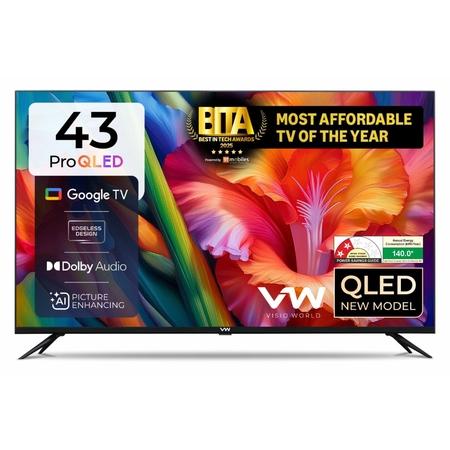VW 108 cm (43 inches), Pro Series 4K Ultra HD Smart QLED Google TV, Black, VW43GQ1