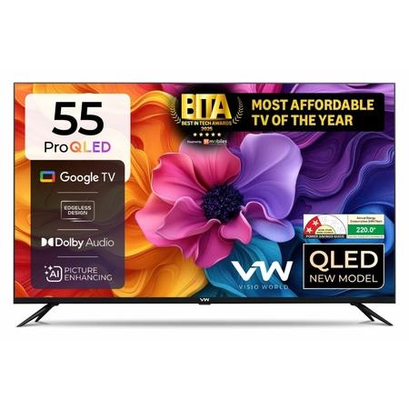 VW 140 cm (55 inches), Pro Series 4K Ultra HD Smart QLED Google TV, Black, VW55GQ1