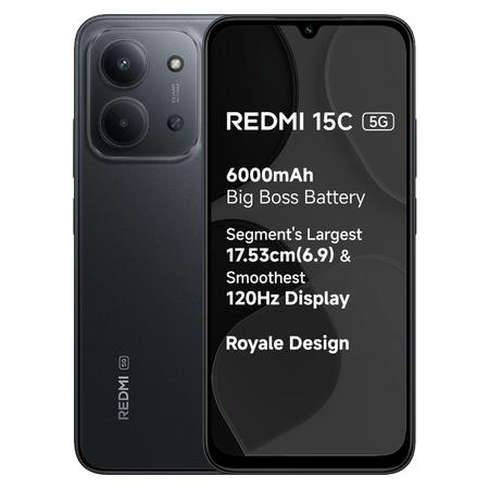 Redmi 15C 5G 128 GB, 6 GB RAM, Midnight Black, Mobile Phone