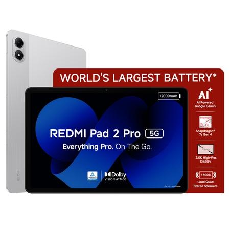 Redmi Pad 2 Pro 30.73 cm (12.1 inch) Wi-Fi + 5G Tablet, 8 GB RAM, 128 GB, Quick Silver, 71156