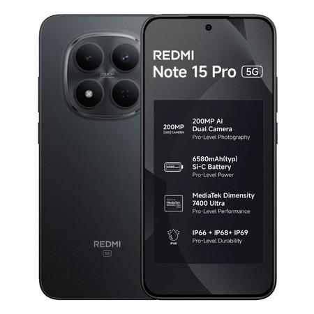 Redmi Note 15 Pro 5G 256 GB, 8 GB RAM, Carbon Black, Mobile Phone