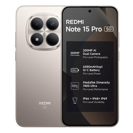 Redmi Note 15 Pro 5G 256 GB, 8 GB RAM, Silver Ash, Mobile Phone
