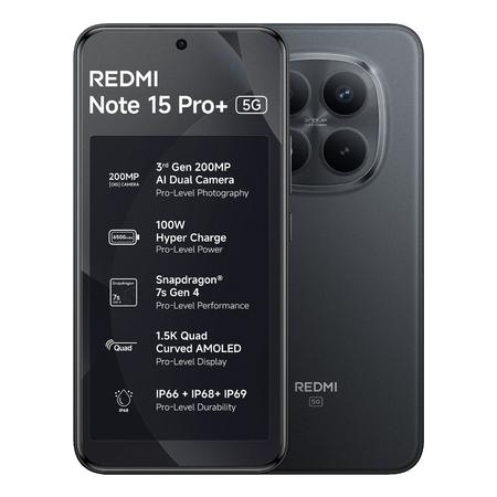 Redmi Note 15 Pro+ 5G 256 GB, 12 GB RAM, Carbon Black, Mobile Phone Redmi Note 15 Pro+ 5G 256 GB, 12 GB RAM, Carbon Black, Mobile Phone