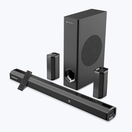Zebronics Zeb-Juke Bar 7400 Pro, 5.1 Channel Soundbar with Subwoofer & Dual Rear Satellites Supports Bluetooth, USB/AUX/ Optical IN & HDMI (ARC), Black, 180 Watts