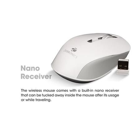 Zebronics ZEB-Jaguar Wireless Mouse with 2.4GHz, Plug and Play, 4 Button Control, 1600 DPI High Precision Sensor (White/Grey) Zebronics ZEB-Jaguar Wireless Mouse with 2.4GHz, Plug and Play, 4 Button Control, 1600 DPI High Precision Sensor (White/Grey)
