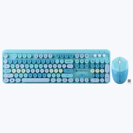 Zebronics Companion 301 Wireless Keyboard and Mouse Combo, Aqua Green