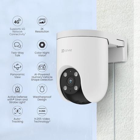 EZVIZ 6W Solar Panel For Security Cameras - Type C + Micro USB - Weatherproof, 4-Meter Cable - Keep Your Camera Charged!
