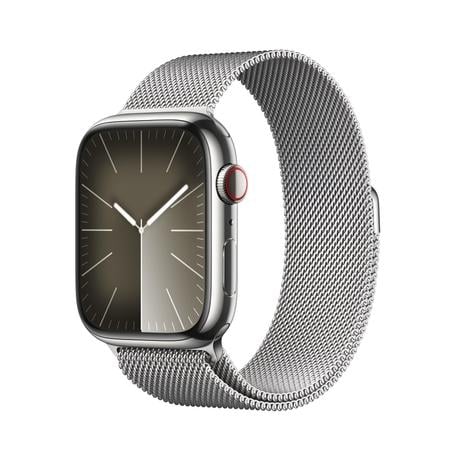 Apple Watch Series9 GPS Cellular 45mm Silver Stainless Steel Case with  Silver Milanese Loop