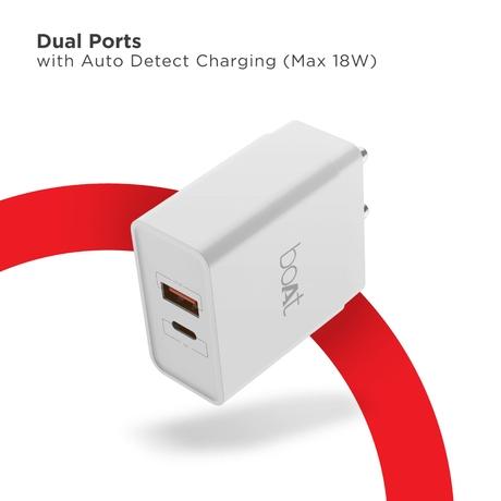 Buy boAt WCD QC Type C Cable 18W Wall Charger, White at