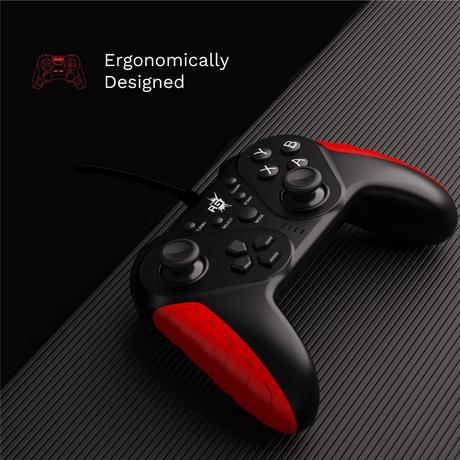 Redgear MS-150 Wired Gamepad with Dual Intensity Vibration Motor, Blood Red-3