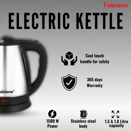 Fabiano Platinum Electric Kettle With Year Warranty