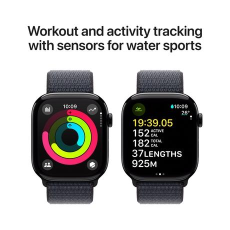 Apple Watch Series 10 GPS 46 mm Jet Black Aluminium Case with Ink Sport Loop